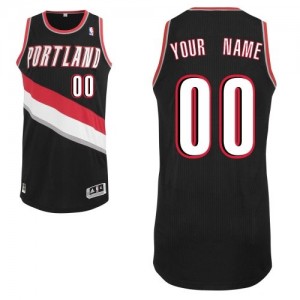 Maillot NBA Noir Authentic Personnalisé Portland Trail Blazers Road Homme Adidas