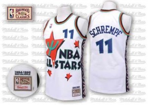 Maillot NBA Oklahoma City Thunder #11 Detlef Schrempf Blanc Adidas Authentic Throwback 1995 All Star - Homme