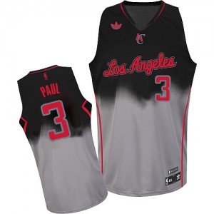 Maillot NBA Los Angeles Clippers #3 Chris Paul Gris noir Adidas Swingman Fadeaway Fashion - Homme