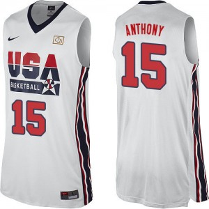 Team USA #15 Nike 2012 Olympic Retro Blanc Authentic Maillot d'équipe de NBA en ligne pas chers - Carmelo Anthony pour Homme