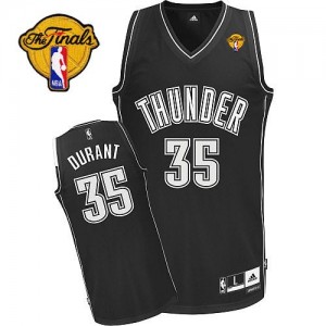 Oklahoma City Thunder Kevin Durant #35 Finals Patch Authentic Maillot d'équipe de NBA - Noir Blanc pour Homme