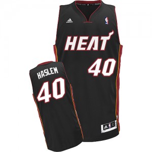 Miami Heat #40 Adidas Road Noir Swingman Maillot d'équipe de NBA pas cher - Udonis Haslem pour Homme