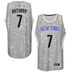 New York Knicks #7 Adidas City Light Gris Swingman Maillot d'équipe de NBA Remise - Carmelo Anthony pour Homme