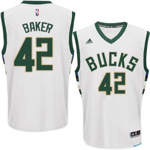Maillot NBA Milwaukee Bucks #42 Vin Baker Blanc Adidas Authentic Home - Homme
