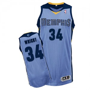 Maillot NBA Bleu clair Brandan Wright #34 Memphis Grizzlies Alternate Authentic Homme Adidas