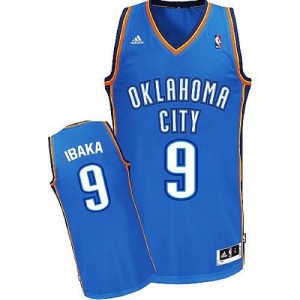 Oklahoma City Thunder Serge Ibaka #9 Road Swingman Maillot d'équipe de NBA - Bleu royal pour Homme