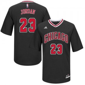 Chicago Bulls Michael Jordan #23 Short Sleeve Authentic Maillot d'équipe de NBA - Noir pour Homme
