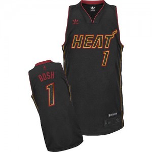 Maillot Adidas Fibre de carbone noire Fashion Swingman Miami Heat - Chris Bosh #1 - Homme