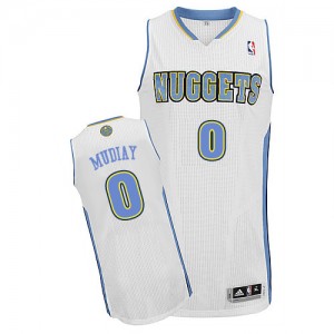 Maillot NBA Denver Nuggets #0 Emmanuel Mudiay Blanc Adidas Authentic Home - Homme