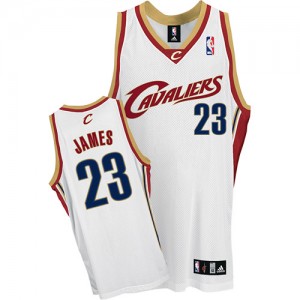 Maillot NBA Cleveland Cavaliers #23 LeBron James Blanc Adidas Authentic - Homme