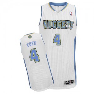 Maillot Adidas Blanc Home Authentic Denver Nuggets - Randy Foye #4 - Homme