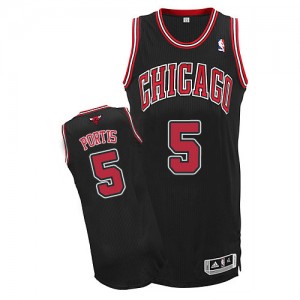 Chicago Bulls #5 Adidas Alternate Noir Authentic Maillot d'équipe de NBA magasin d'usine - Bobby Portis pour Homme