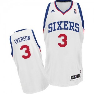 Philadelphia 76ers Allen Iverson #3 Home Swingman Maillot d'équipe de NBA - Blanc pour Enfants