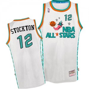 Maillot NBA Authentic John Stockton #12 Utah Jazz Throwback 1996 All Star Blanc - Homme