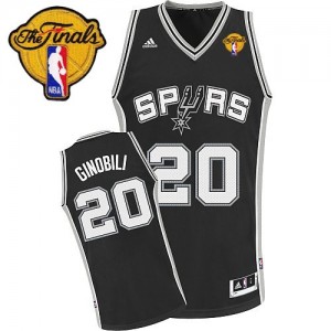 San Antonio Spurs Manu Ginobili #20 Road Finals Patch Swingman Maillot d'équipe de NBA - Noir pour Enfants