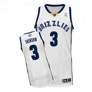 Maillot NBA Memphis Grizzlies #3 Allen Iverson Blanc Adidas Authentic Home - Homme
