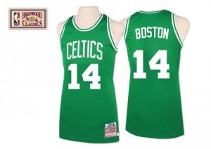 Maillot NBA Vert Bob Cousy #14 Boston Celtics Throwback Authentic Homme Mitchell and Ness