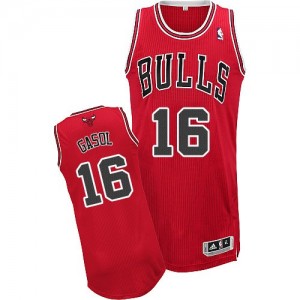 Maillot NBA Chicago Bulls #16 Pau Gasol Rouge Adidas Authentic Road - Homme