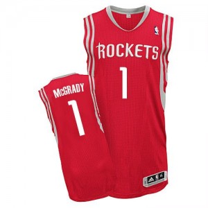 Maillot NBA Rouge Tracy McGrady #1 Houston Rockets Road Authentic Homme Adidas