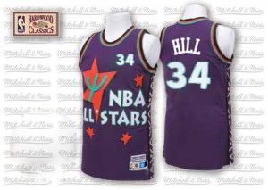 Maillot NBA Cleveland Cavaliers #34 Tyrone Hill Violet Adidas Authentic Throwback 1995 All Star - Homme