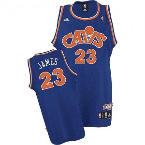 Maillot NBA Cleveland Cavaliers #23 LeBron James Bleu Adidas Authentic CAVS Throwback - Homme