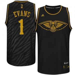 New Orleans Pelicans #1 Adidas Precious Metals Fashion Noir Authentic Maillot d'équipe de NBA vente en ligne - Tyreke Evans pour Homme