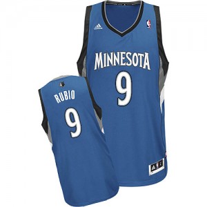 Minnesota Timberwolves Ricky Rubio #9 Road Swingman Maillot d'équipe de NBA - Slate Blue pour Homme