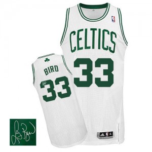 Maillot NBA Blanc Larry Bird #33 Boston Celtics Home Autographed Authentic Homme Adidas
