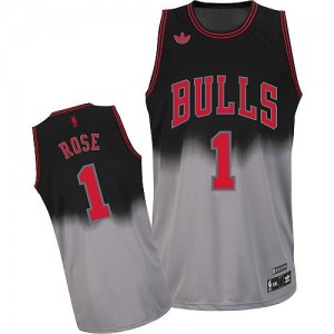 Chicago Bulls #1 Adidas Fadeaway Fashion Gris noir Swingman Maillot d'équipe de NBA Remise - Derrick Rose pour Homme