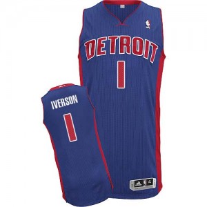 Maillot NBA Authentic Allen Iverson #1 Detroit Pistons Road Bleu royal - Homme
