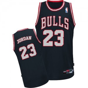 Chicago Bulls #23 Adidas Noir / Blanc Authentic Maillot d'équipe de NBA préférentiel - Michael Jordan pour Homme