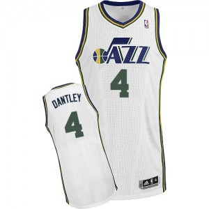 Utah Jazz #4 Adidas Home Blanc Authentic Maillot d'équipe de NBA magasin d'usine - Adrian Dantley pour Homme