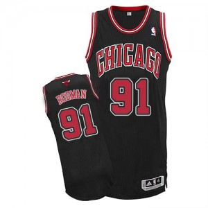 Maillot Authentic Chicago Bulls NBA Alternate Noir - #91 Dennis Rodman - Homme
