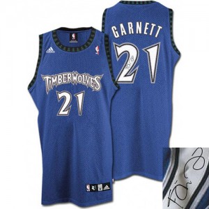 Maillot NBA Minnesota Timberwolves #21 Kevin Garnett Slate Blue Adidas Authentic Augotraphed - Homme