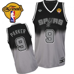 Maillot Swingman San Antonio Spurs NBA Fadeaway Fashion Finals Patch Gris noir - #9 Tony Parker - Homme