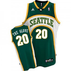 Maillot NBA Vert Gary Payton #20 Oklahoma City Thunder "The Glove" Throwback Authentic Homme Mitchell and Ness