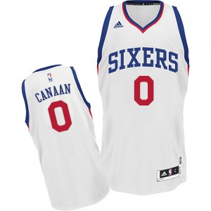 Maillot NBA Blanc Isaiah Canaan #0 Philadelphia 76ers Home Swingman Homme Adidas