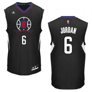 Maillot Adidas Noir Alternate Authentic Los Angeles Clippers - DeAndre Jordan #6 - Homme