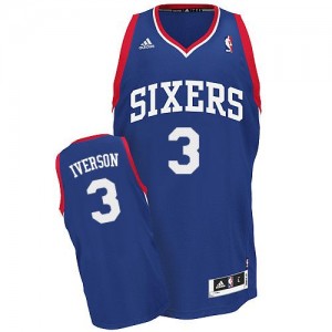 Philadelphia 76ers Allen Iverson #3 Alternate Swingman Maillot d'équipe de NBA - Bleu royal pour Enfants