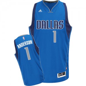 Maillot NBA Bleu royal Justin Anderson #1 Dallas Mavericks Road Swingman Homme Adidas