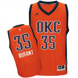 Maillot NBA Oklahoma City Thunder #35 Kevin Durant Orange Adidas Authentic climacool - Homme