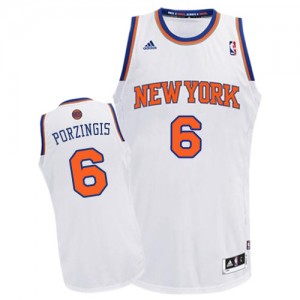 Maillot Adidas Blanc Home Swingman New York Knicks - Kristaps Porzingis #6 - Homme