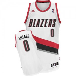 Maillot NBA Portland Trail Blazers #0 Damian Lillard Blanc Adidas Swingman Home - Homme