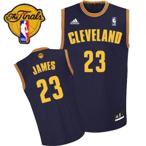 Maillot Adidas Bleu marin Throwback 2015 The Finals Patch Authentic Cleveland Cavaliers - LeBron James #23 - Homme