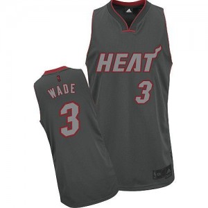 Maillot Adidas Gris Graystone Fashion Authentic Miami Heat - Dwyane Wade #3 - Homme