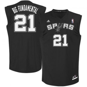 Maillot NBA Noir Tim Duncan #21 San Antonio Spurs Big Fundamental Swingman Homme Adidas
