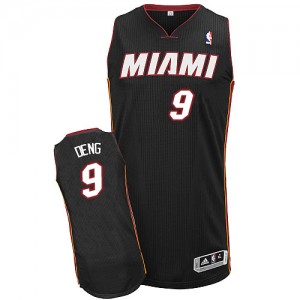 Maillot NBA Noir Luol Deng #9 Miami Heat Road Authentic Homme Adidas