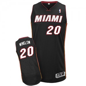 Maillot NBA Miami Heat #20 Justise Winslow Noir Adidas Authentic Road - Homme