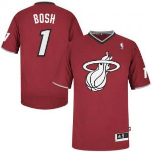 Maillot Adidas Rouge 2013 Christmas Day Authentic Miami Heat - Chris Bosh #1 - Homme