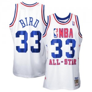 Boston Celtics #33 Mitchell and Ness Throwback 1990 All Star Blanc Authentic Maillot d'équipe de NBA Soldes discount - Larry Bird pour Homme